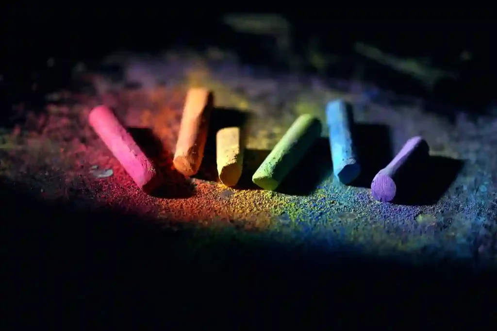 black background colorful chalks