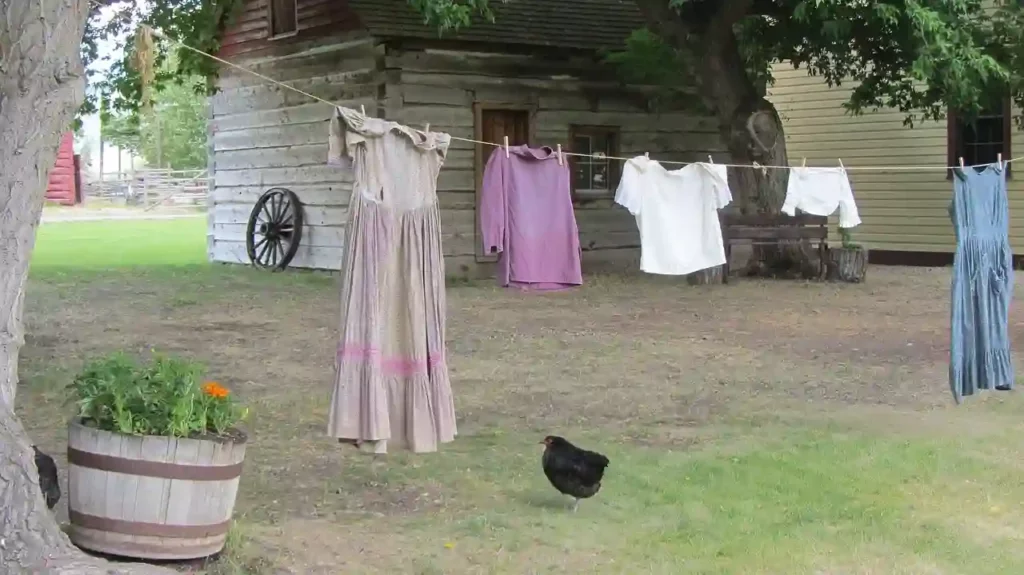 dirty clothes drying on hanger