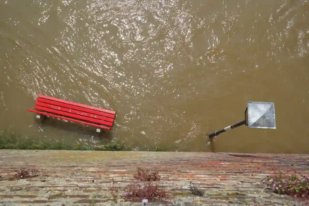 a city flooded with water