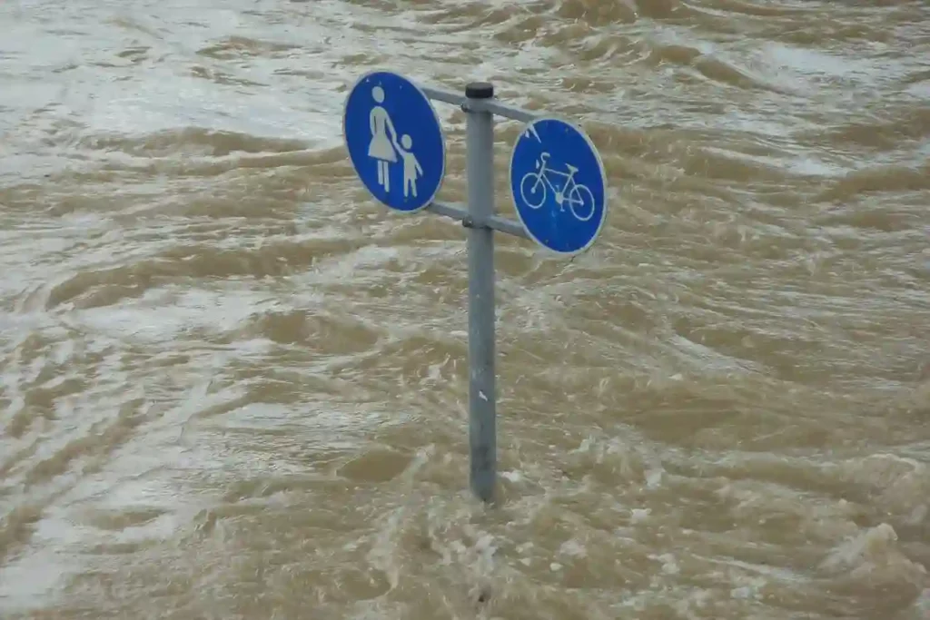 flooded roadsign