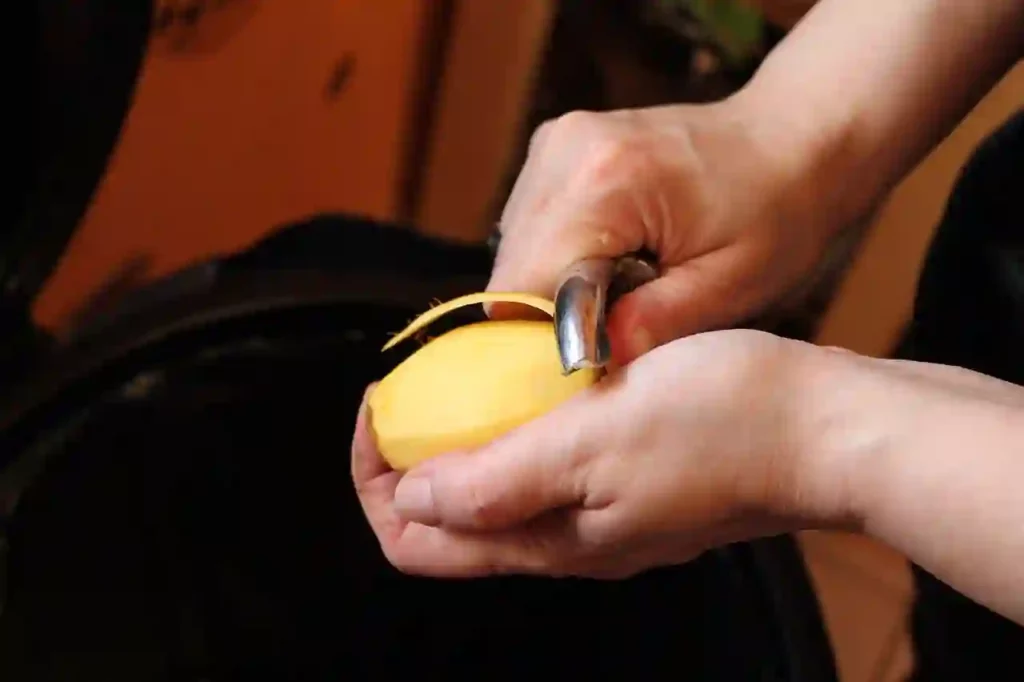 peeling a potato