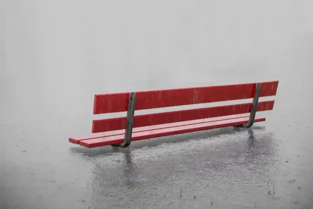 red flooded bench