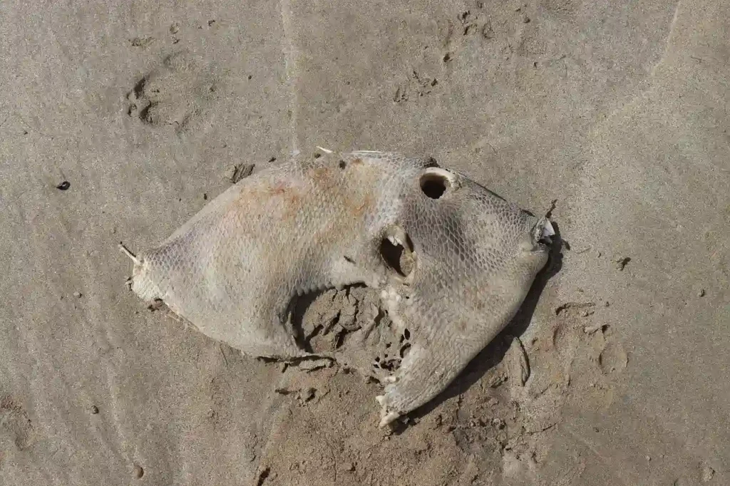 dead fish on sand