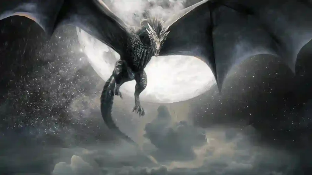 black dragon in the sky